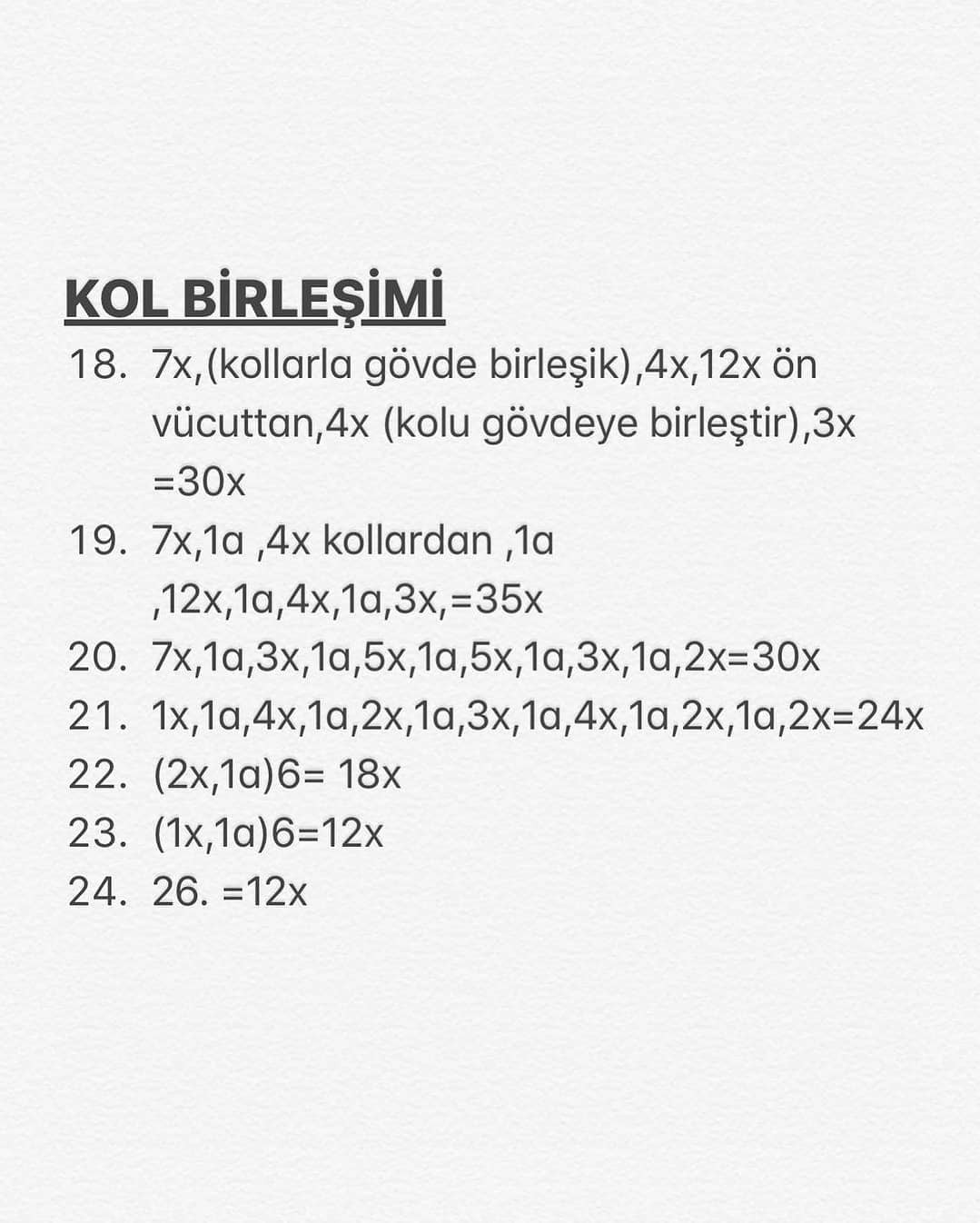 Riri Bebek Amigurumi Vücut Şeması