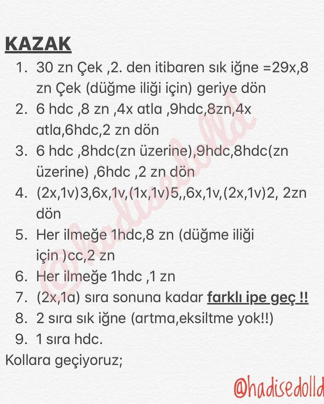 Riri Bebek Amigurumi Vücut Şeması