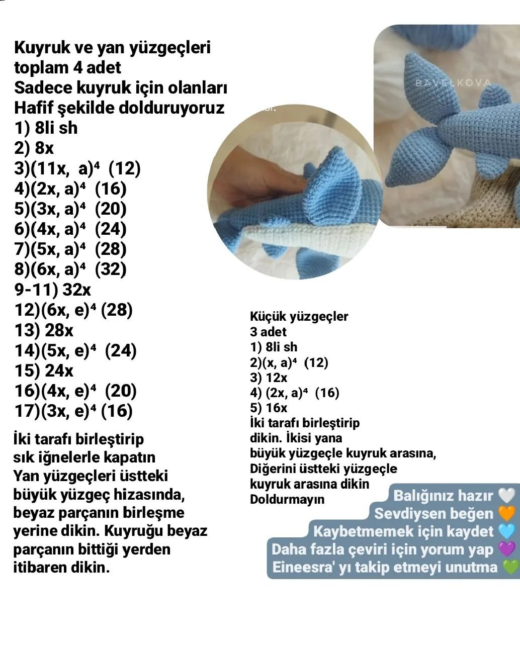 Sevimli Köpek Balığı Amigurumi Şeması