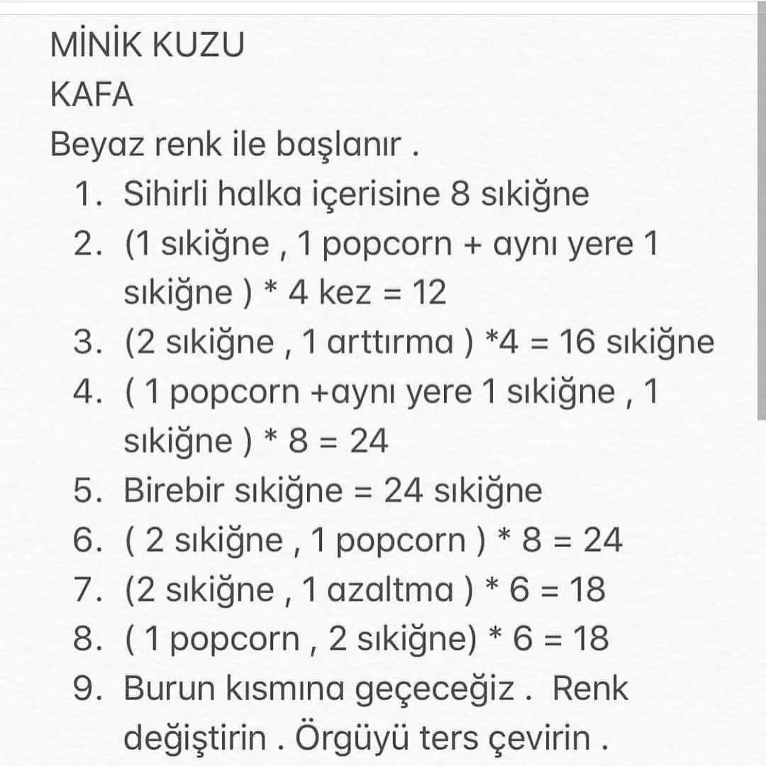 Sevimli Kuzu Amigurumi Şeması