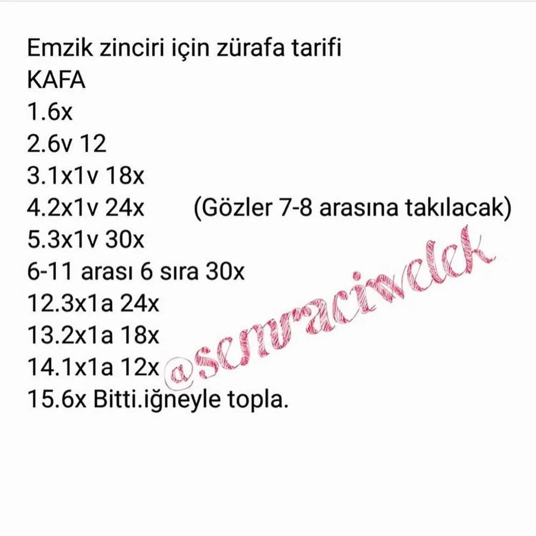 Sevimli Zürafa Amigurumi Tığ İşi Tarifi