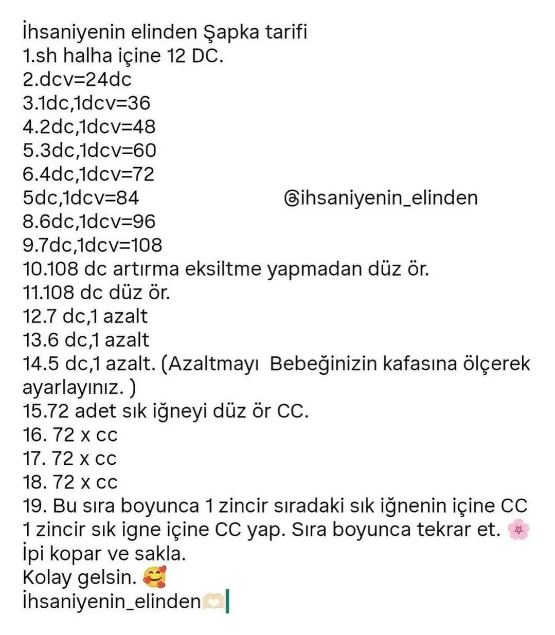 Şirin Bebek Şapkası Tığ İşi Tarifi