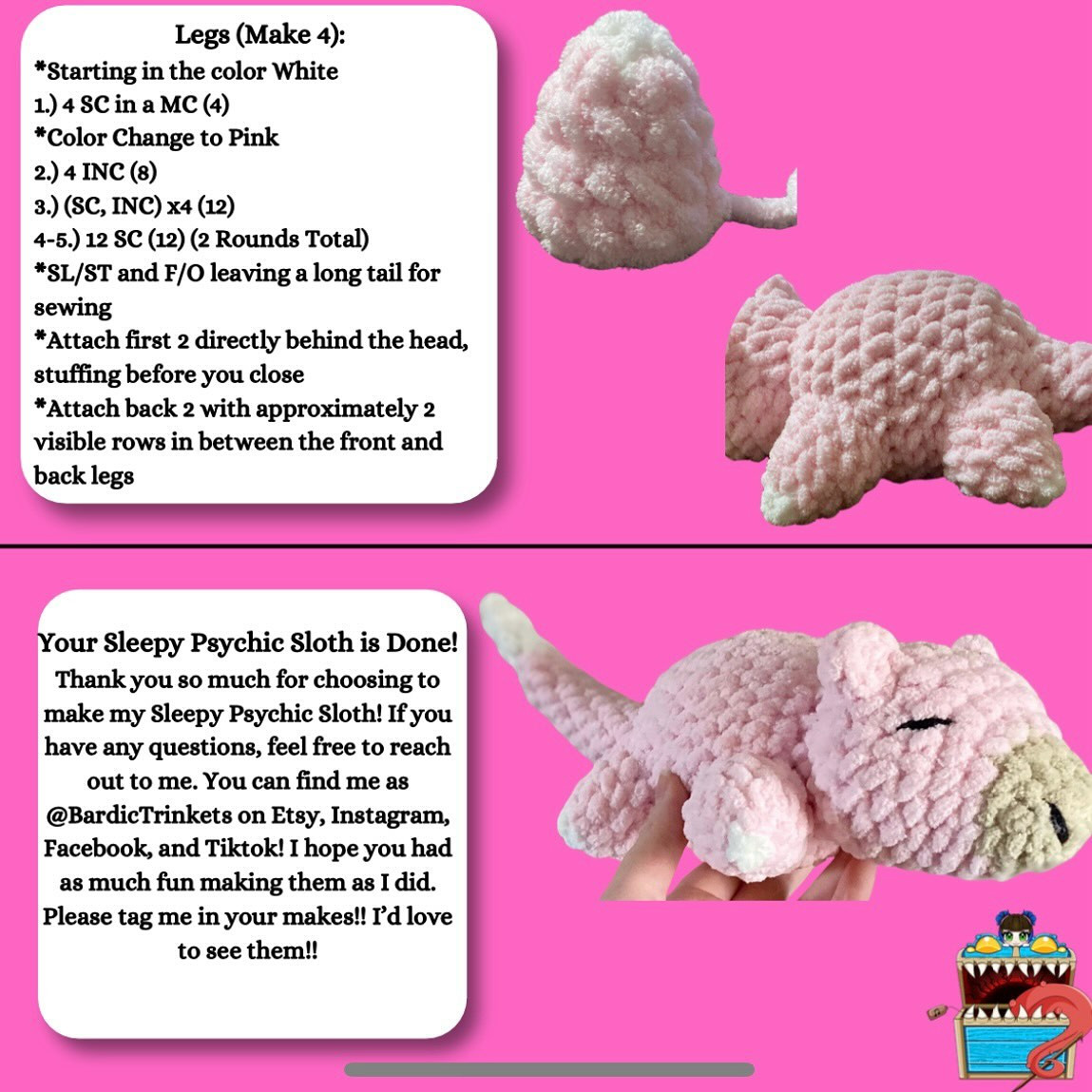 Sleepy Psychic Sloth Crochet Pattern