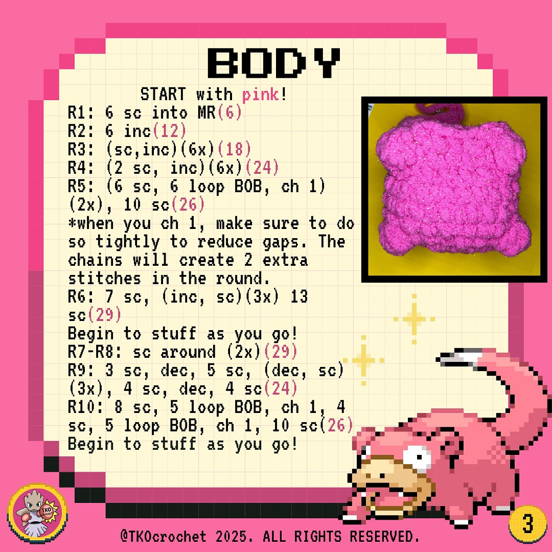 Slowpoke Amigurumi Crochet Pattern