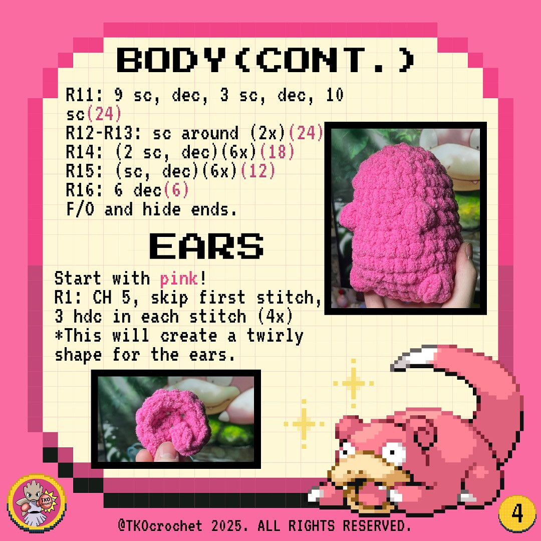 Slowpoke Amigurumi Crochet Pattern