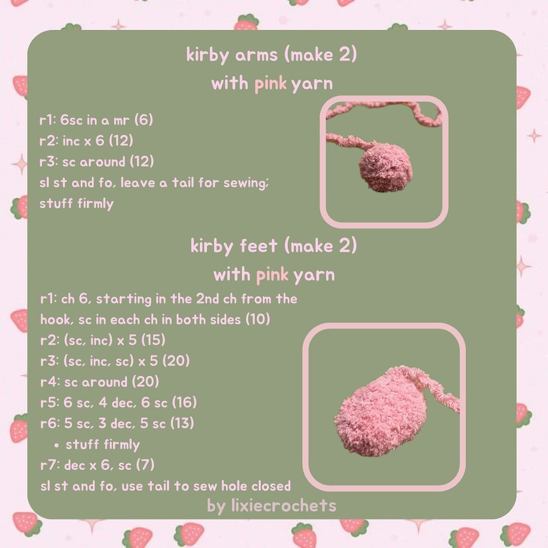 Strawberry Kirby Amigurumi Free Pattern!