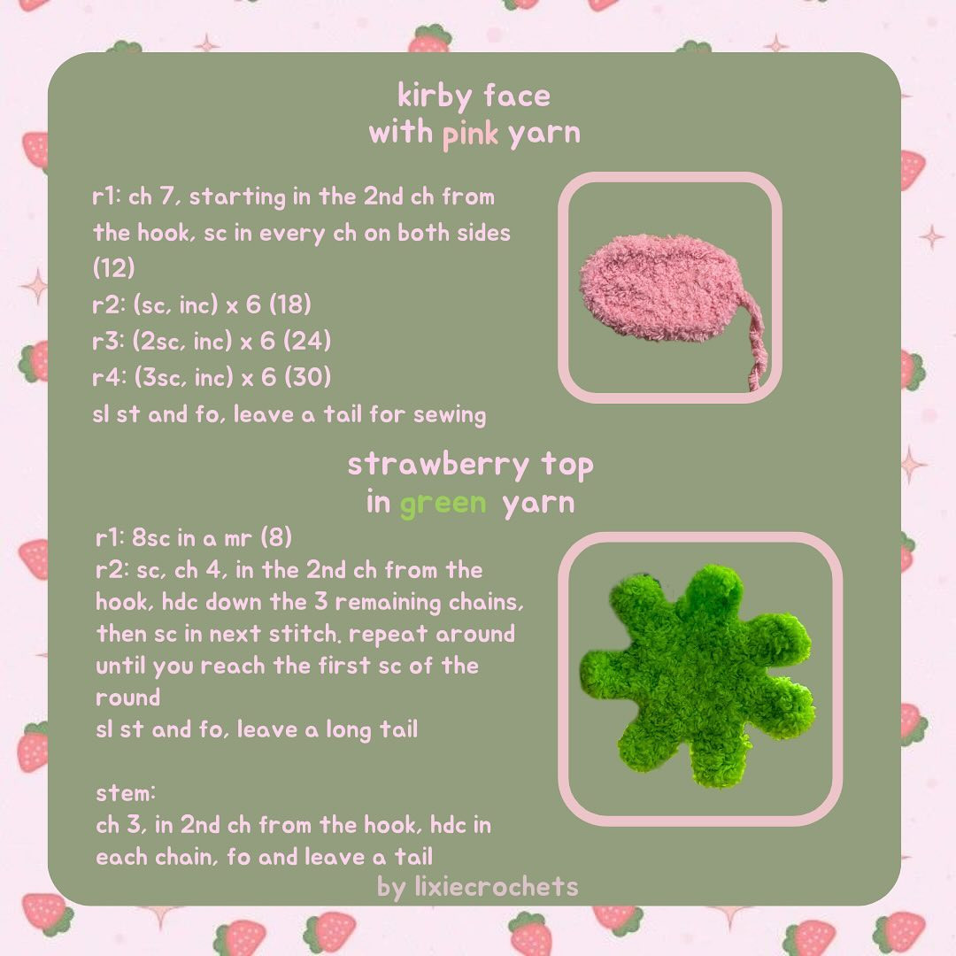 Strawberry Kirby Amigurumi Free Pattern!