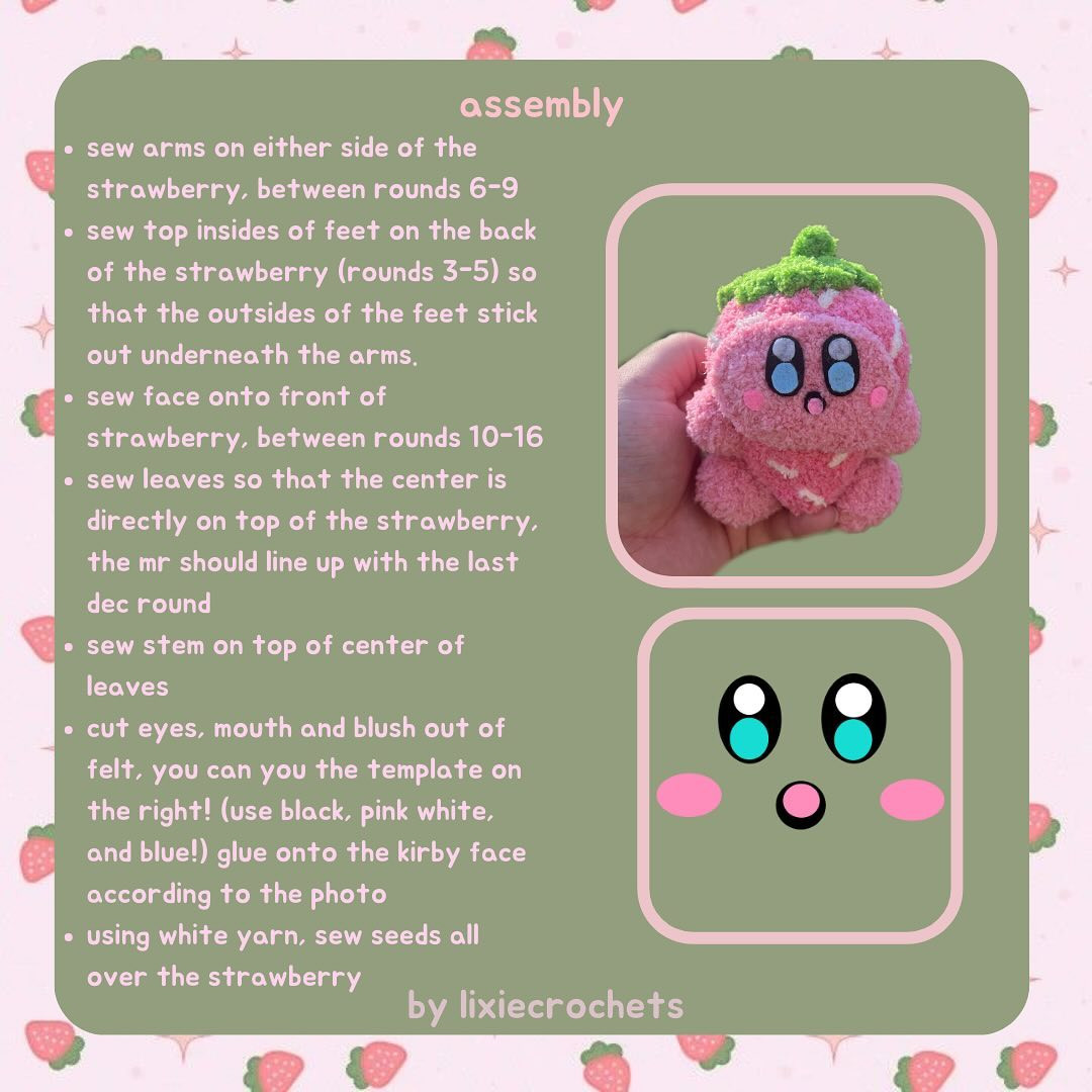 Strawberry Kirby Amigurumi Free Pattern!