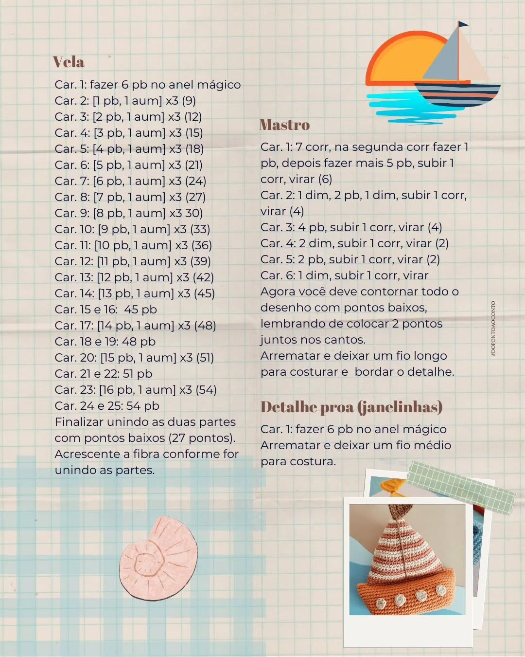 Stuti, o barquinho: gráfico de crochê gratuito