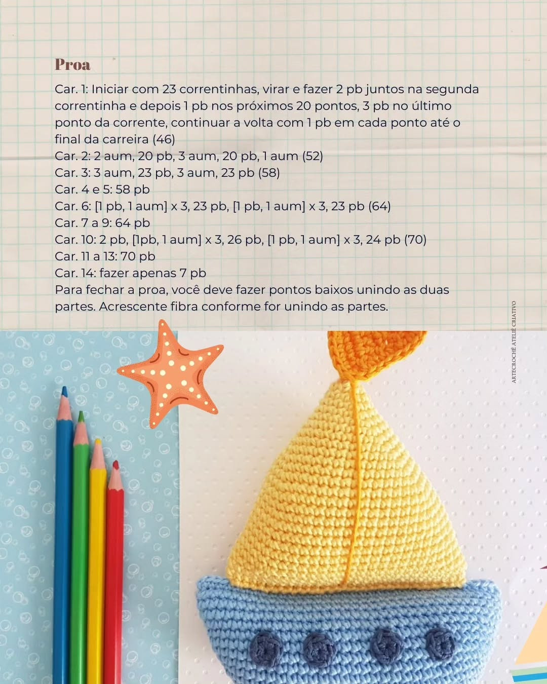 Stuti, o barquinho: gráfico de crochê gratuito