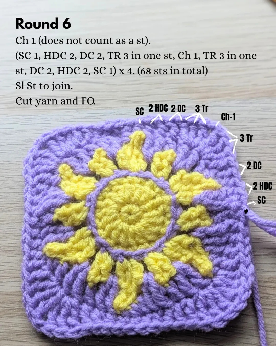 Sunshine Granny Square Crochet Pattern