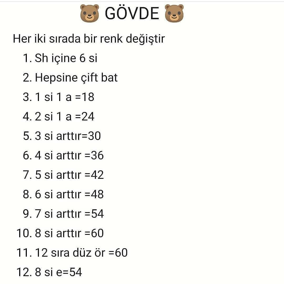 TARİF: Sevimli Ayıcık Amigurumi Tığ İşi Şeması