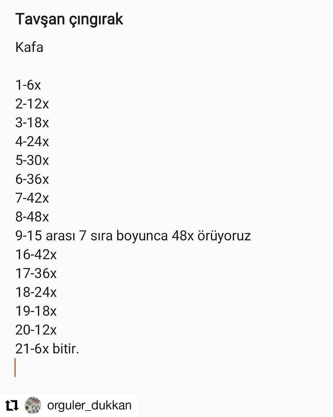 Tavşan Amigurumi Yapımı Şeması
