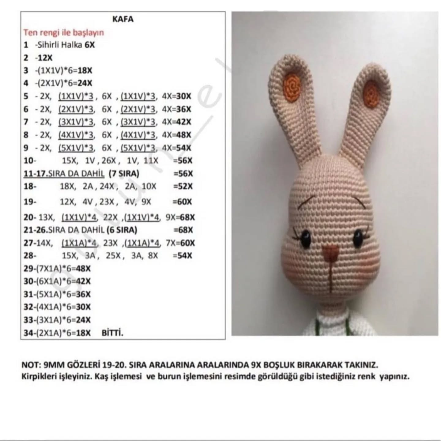 Tavşan Betty Amigurumi Şeması
