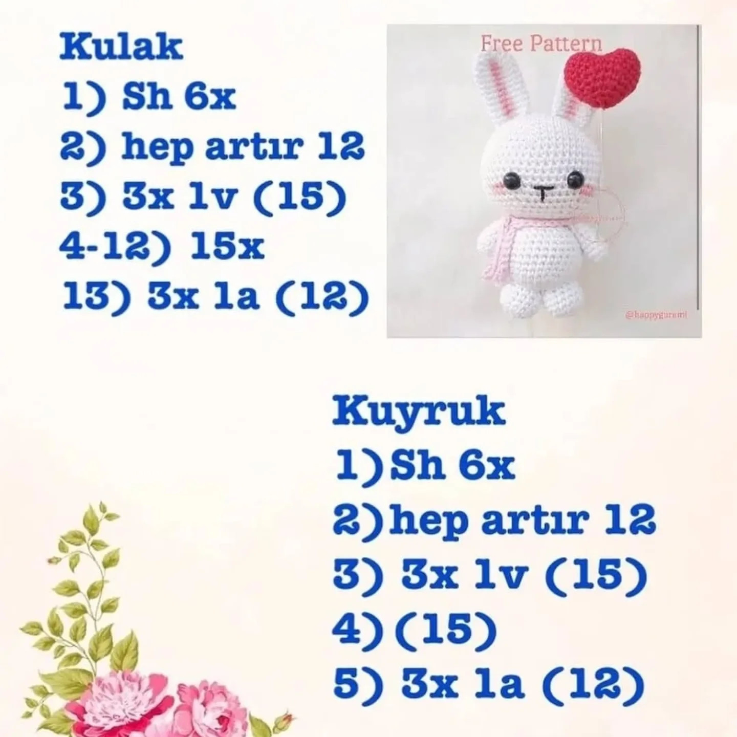Thỏ amigurumi: Sơ đồ móc len miễn phí