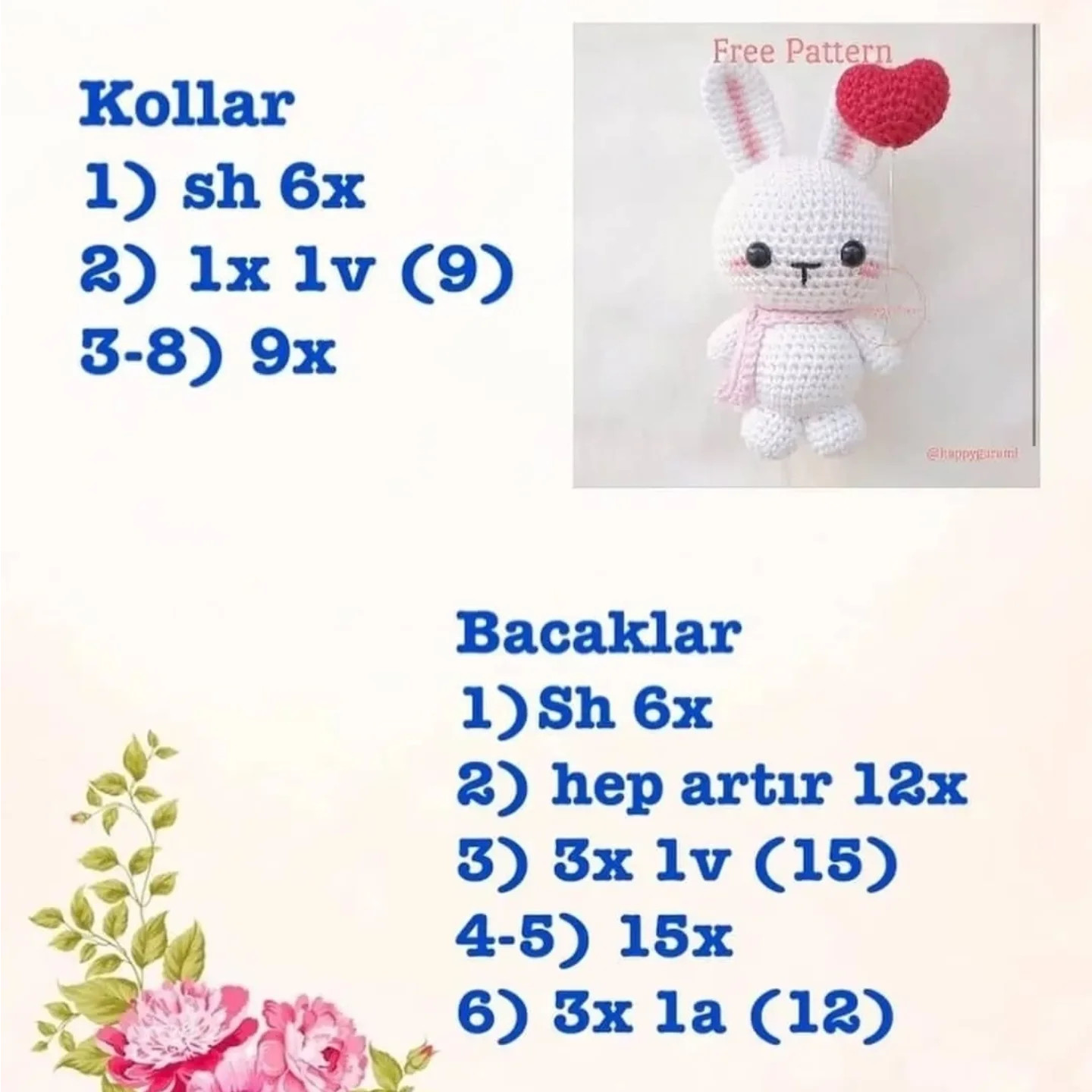 Thỏ amigurumi: Sơ đồ móc len miễn phí