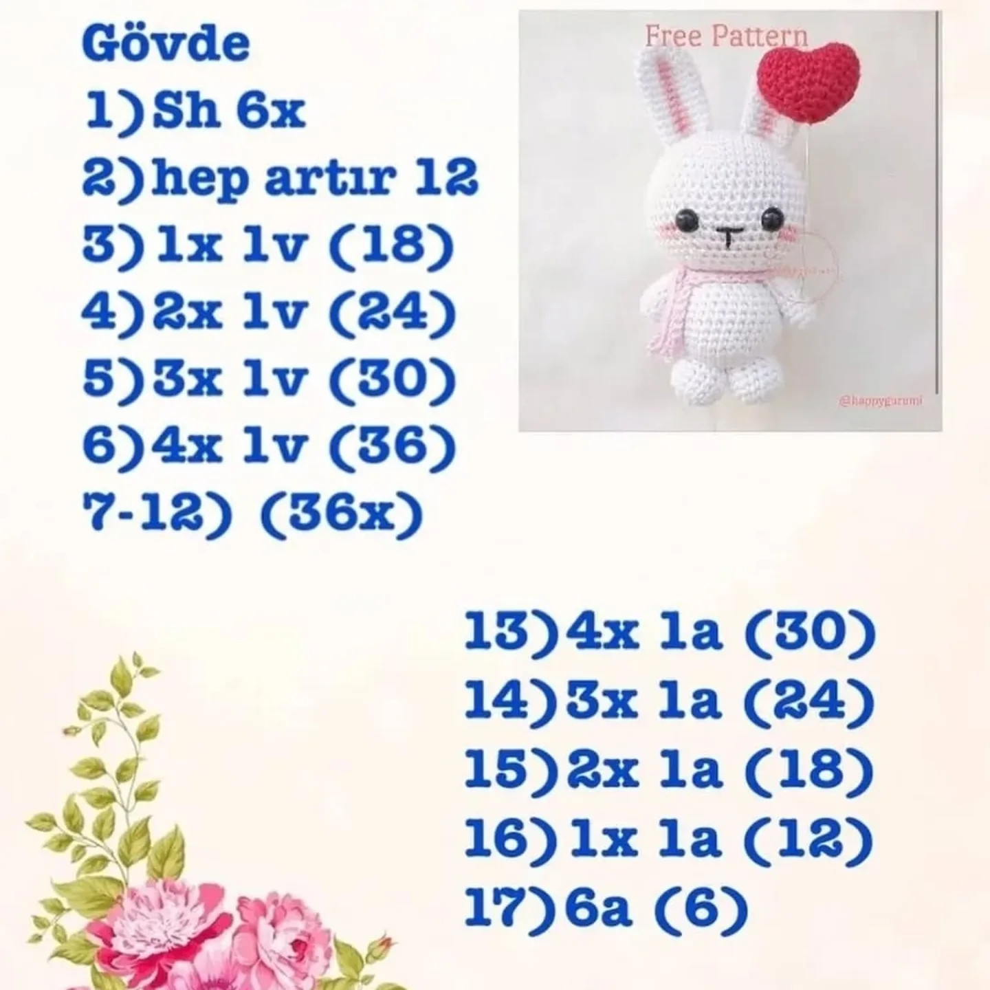 Thỏ amigurumi: Sơ đồ móc len miễn phí