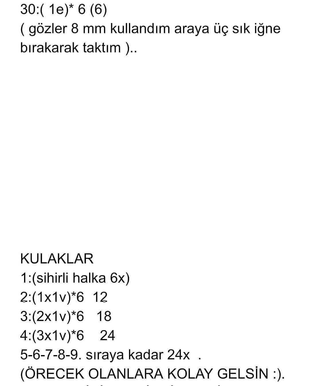 Tıbbi Ayıcık Amigurumi Şeması