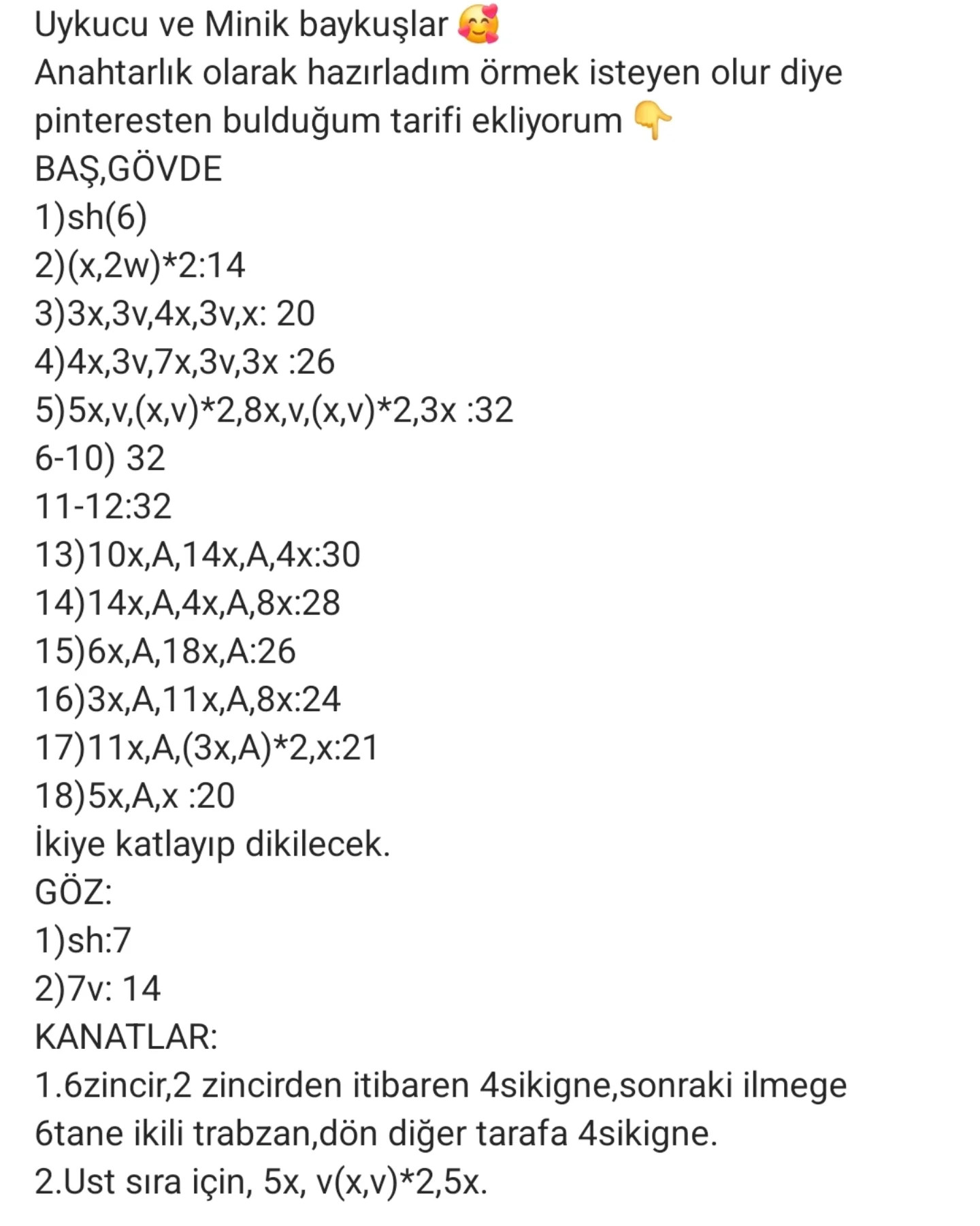 Tığ işi Baykuşlar Şeması
