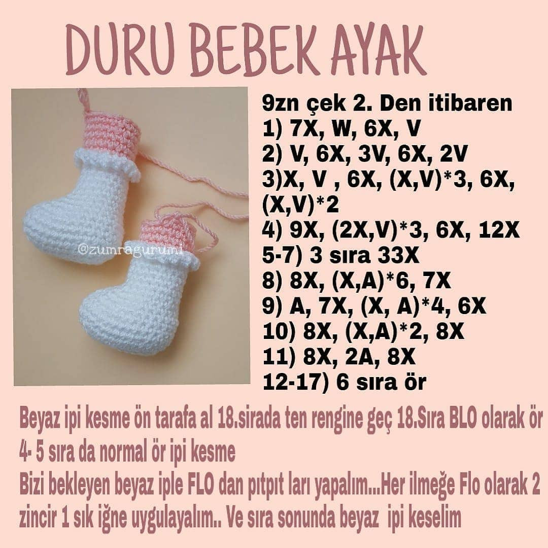 Tığ İşi Bebek Ayakkabısı Şeması