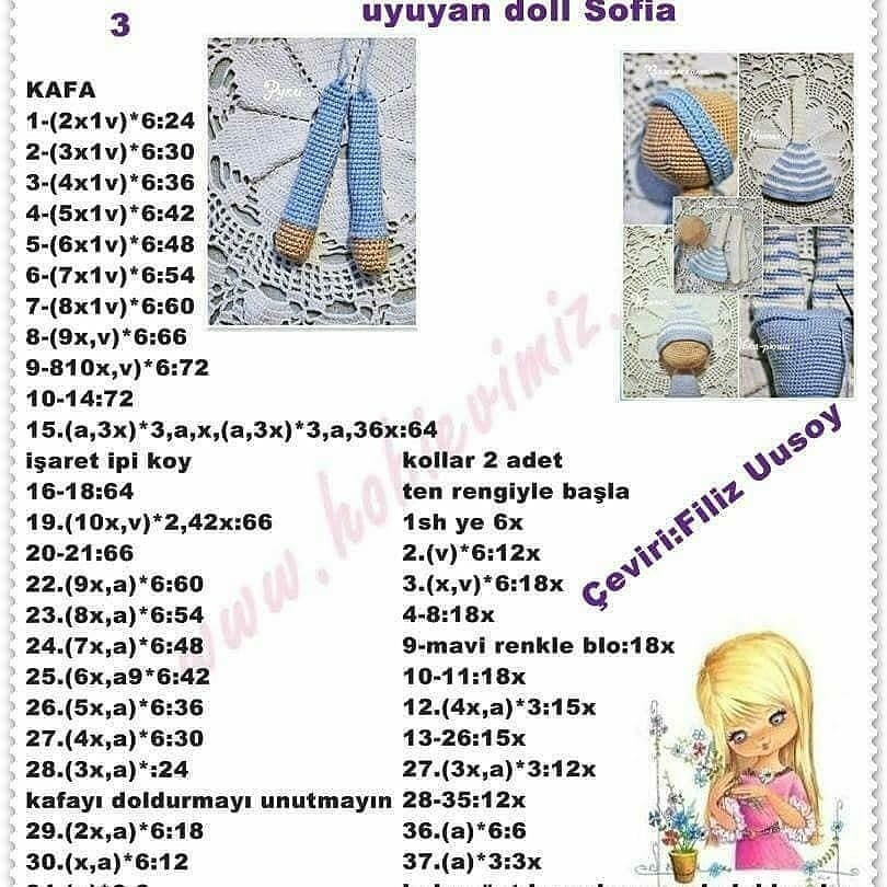 Tığ işi Bebek Şeması: Uyuyan Bebek