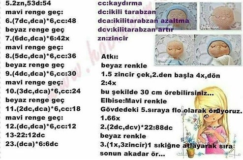 Tığ işi Bebek Şeması: Uyuyan Bebek