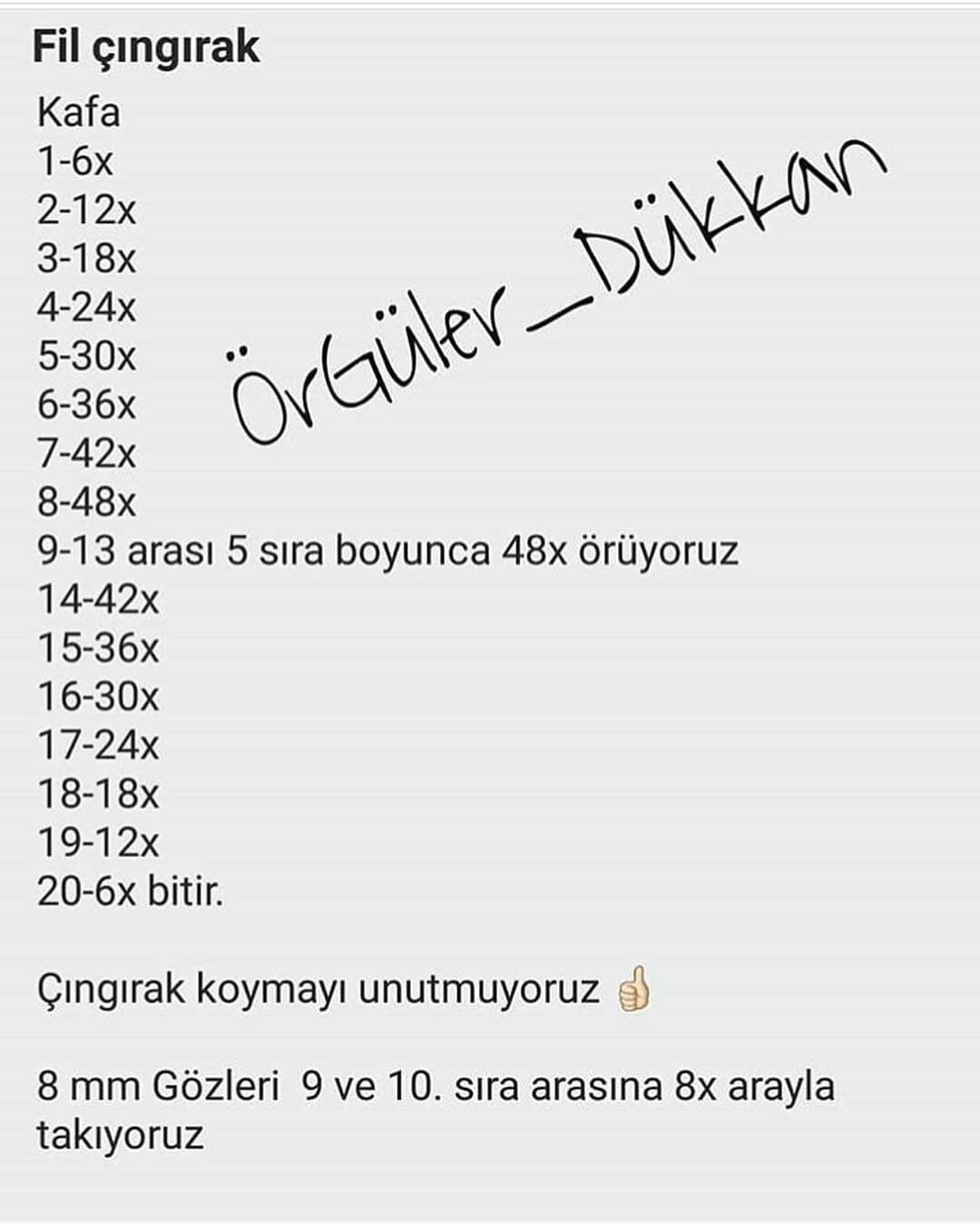 Tığ İşi Fil Zili Yapımı dukkan Fil çıngırak tarifi için sola kaydırın