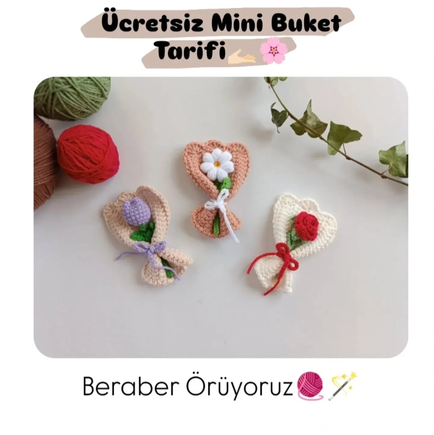 Tığ işi Gül Buketi Şeması