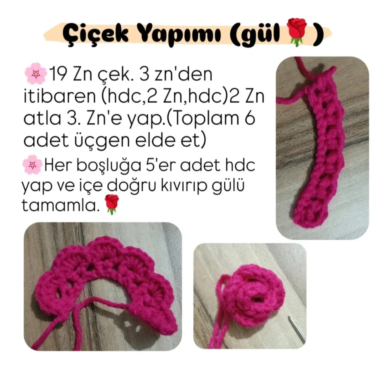 Tığ işi Gül Buketi Şeması