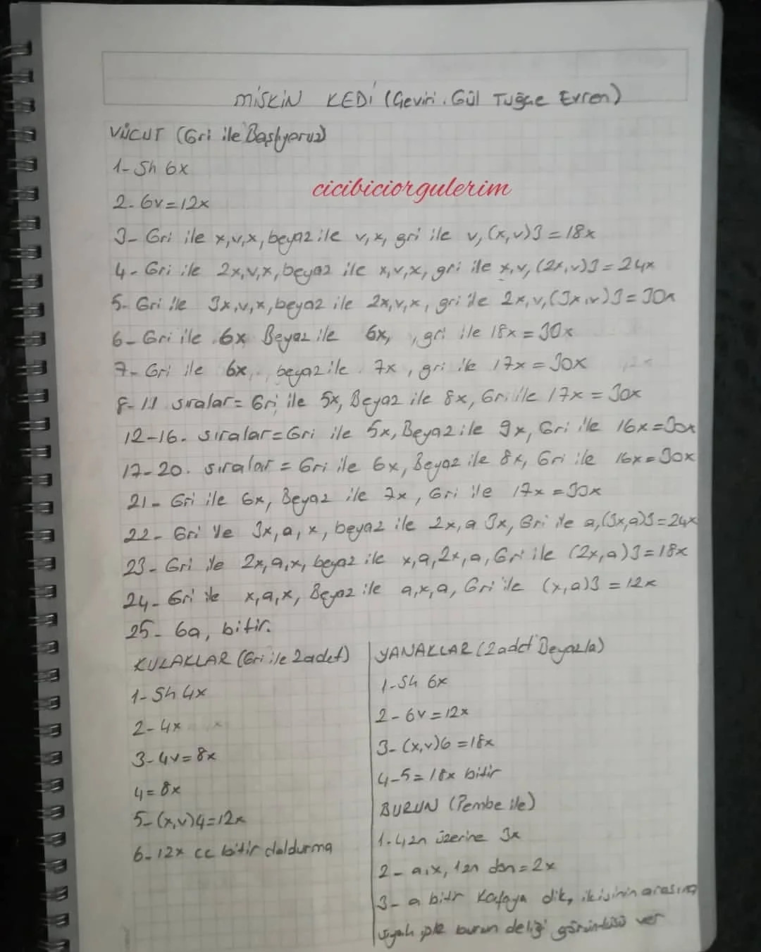 Tığ işi kedi şeması