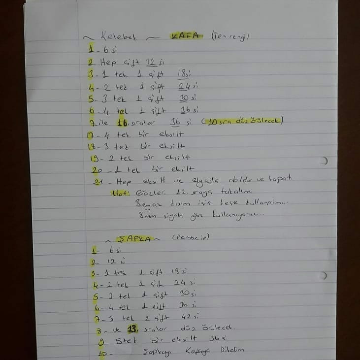 Tığ İşi Kelebek Bebek Şeması