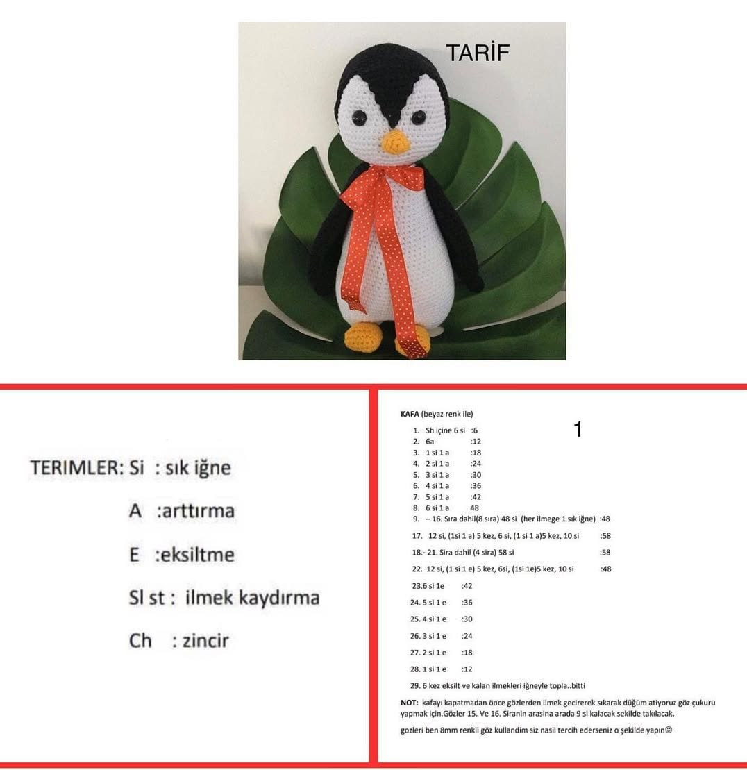 Tığ İşi Penguen Yapımı Şeması