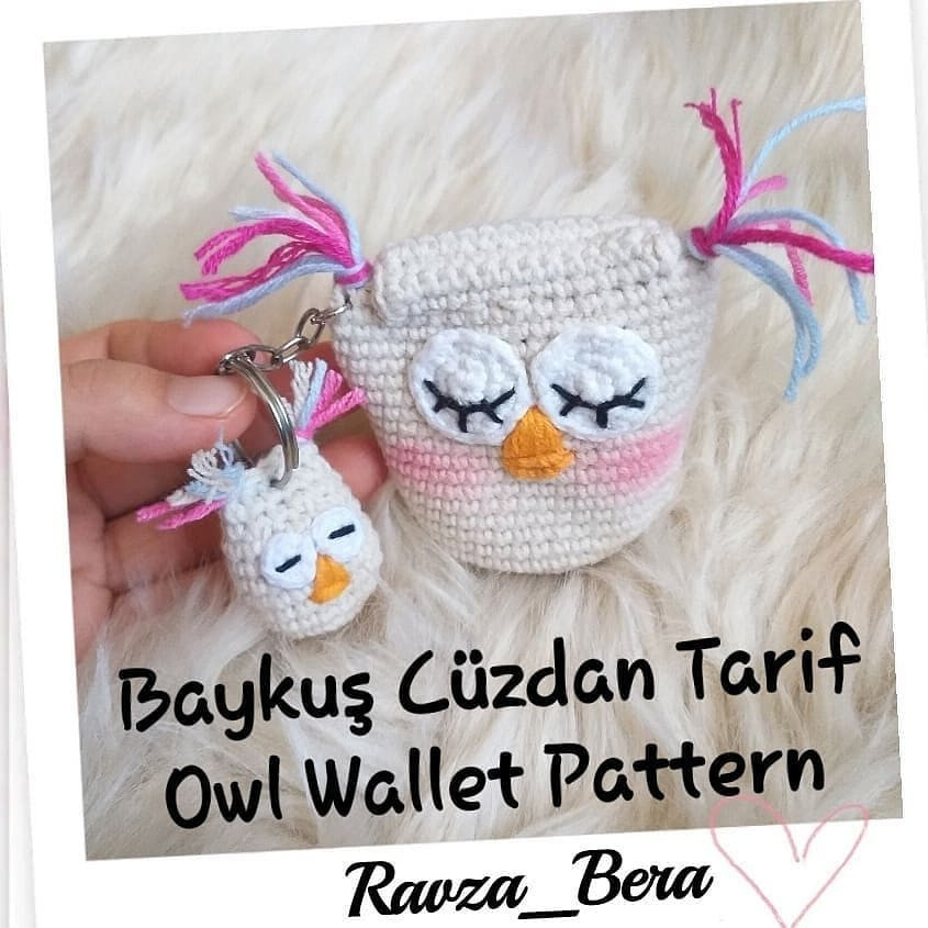 Tığ işi sevimli baykuş anahtarlık modeli