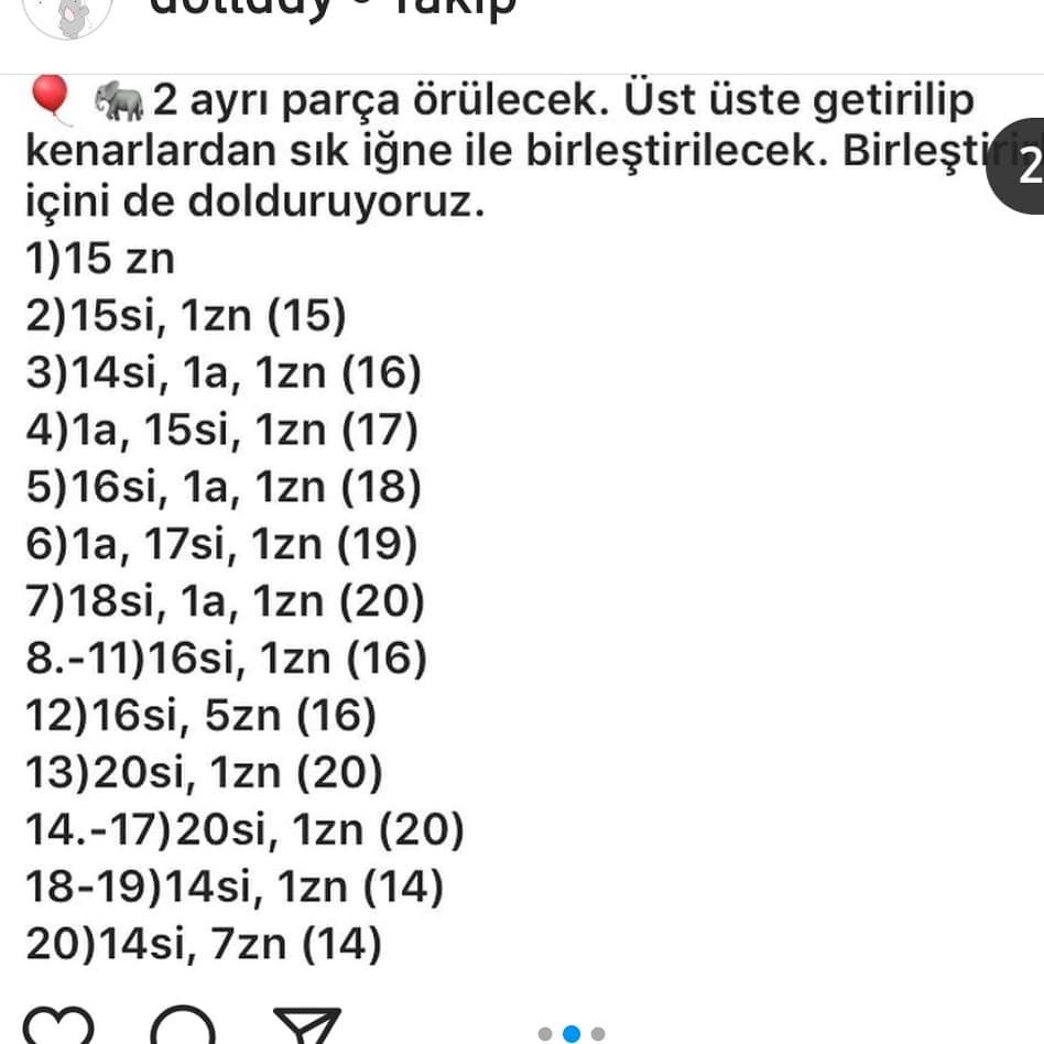 Tığ İşi Sevimli Fil Modeli