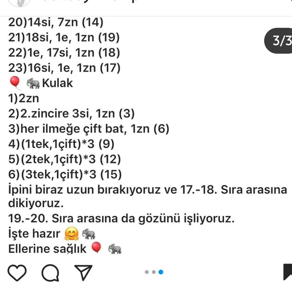 Tığ İşi Sevimli Fil Modeli