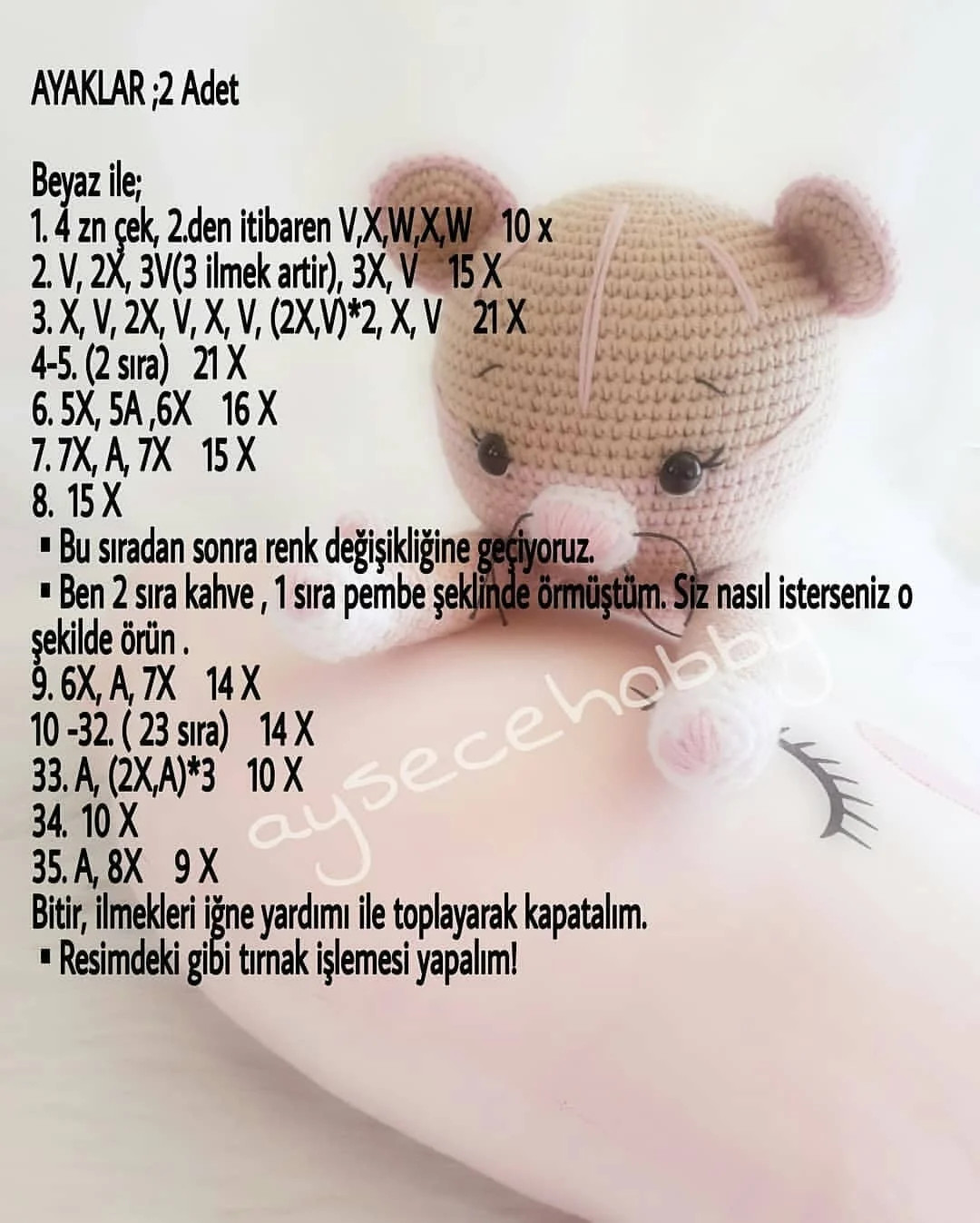 Tığ İşi Sevimli Kedi: 2. Bölüm Şeması