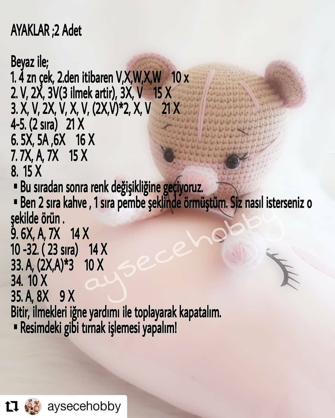 Tığ İşi Sevimli Kedi: 2. Bölüm Şeması
