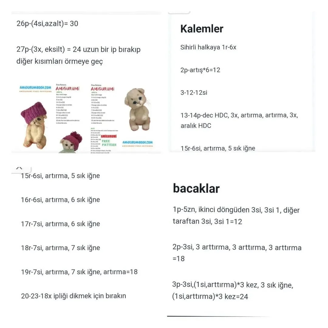 Tığ İşi Sevimli Kedi Yavrusu Şeması
