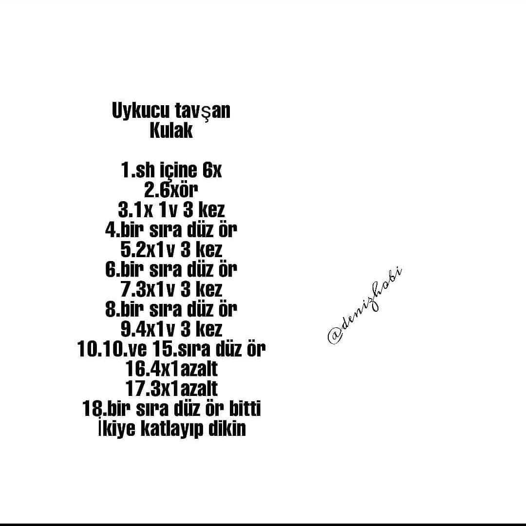 Tığ İşi Tavşan Şeması Merhaba