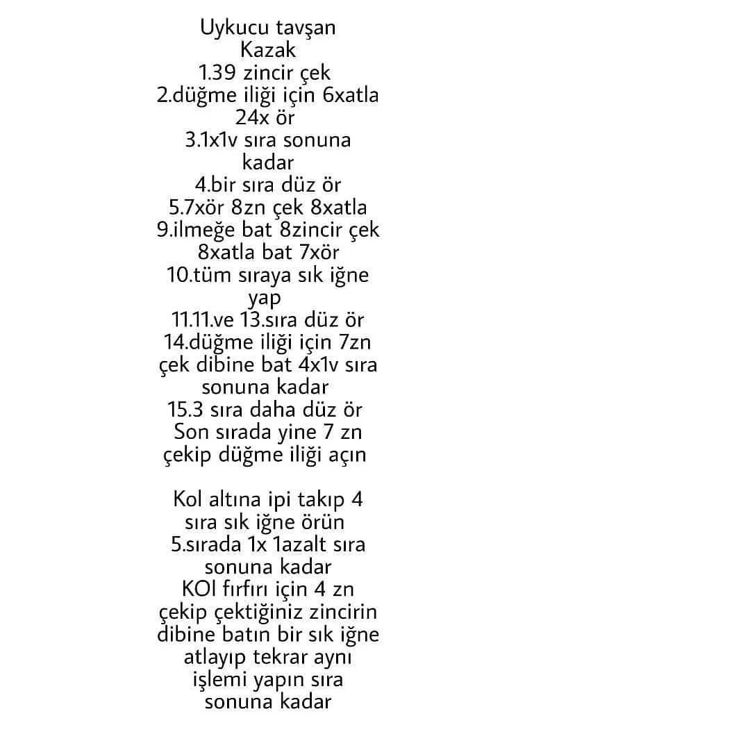 Tığ İşi Tavşan Şeması Merhaba