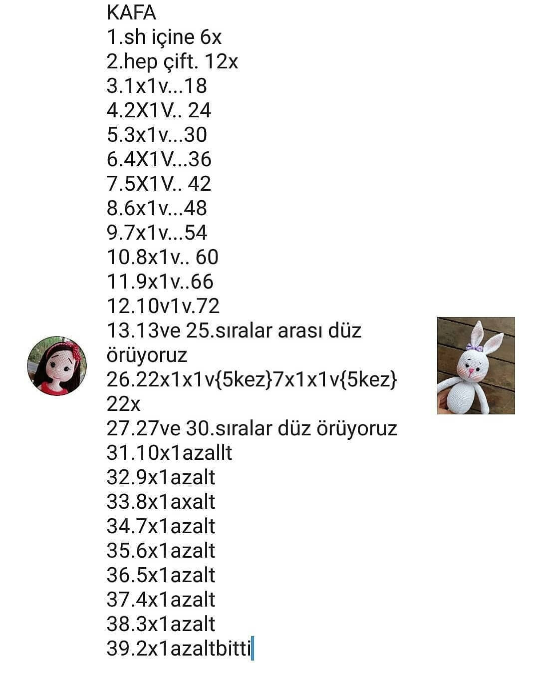Tığ İşi Tavşan Şeması Merhaba Turkish
