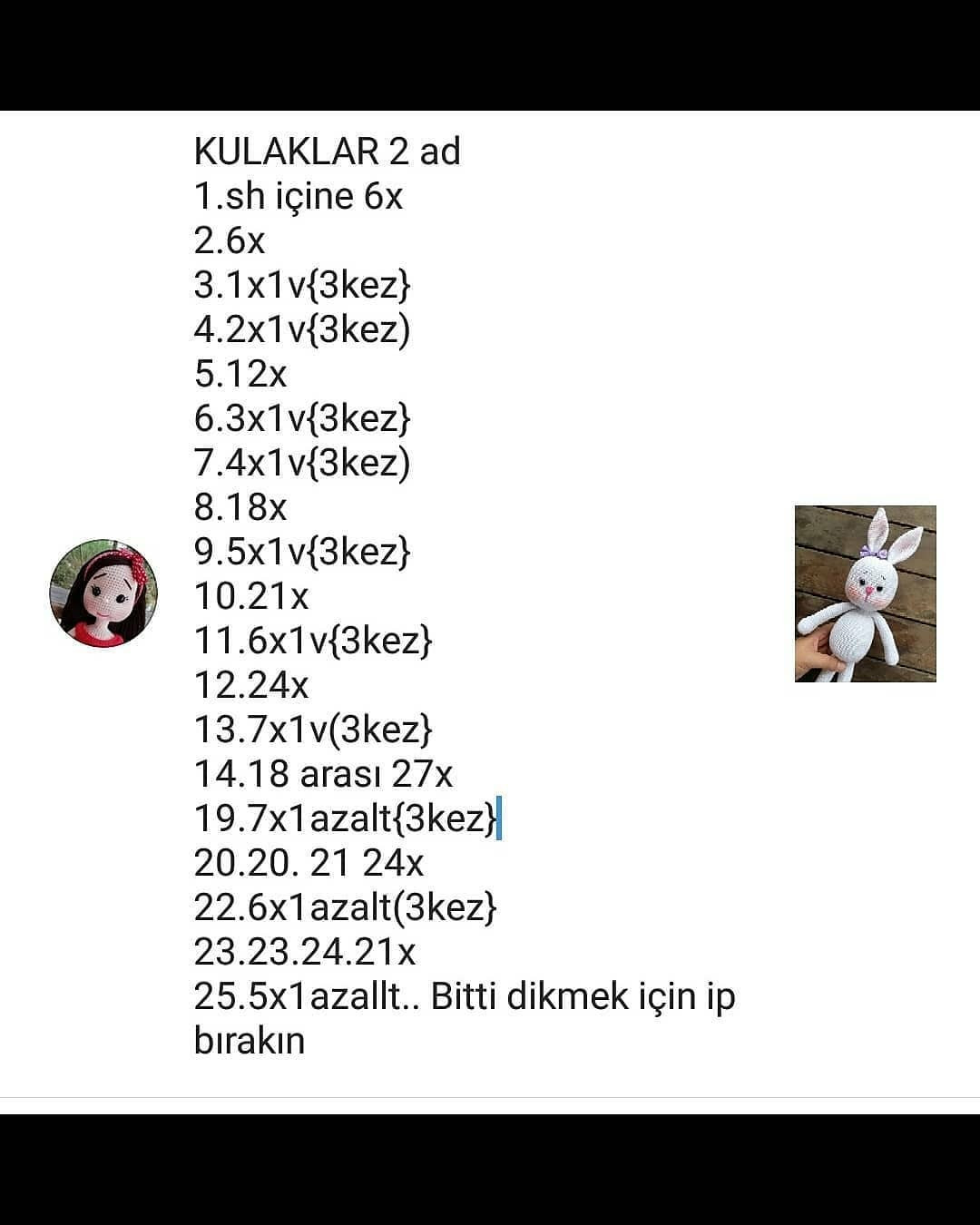 Tığ İşi Tavşan Şeması Merhaba Turkish