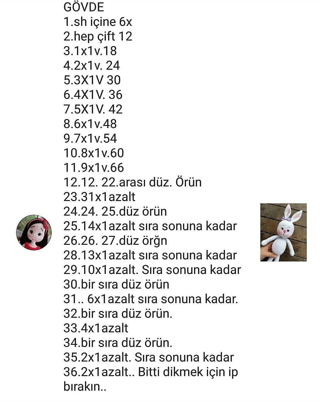 Tığ İşi Tavşan Şeması Merhaba Turkish