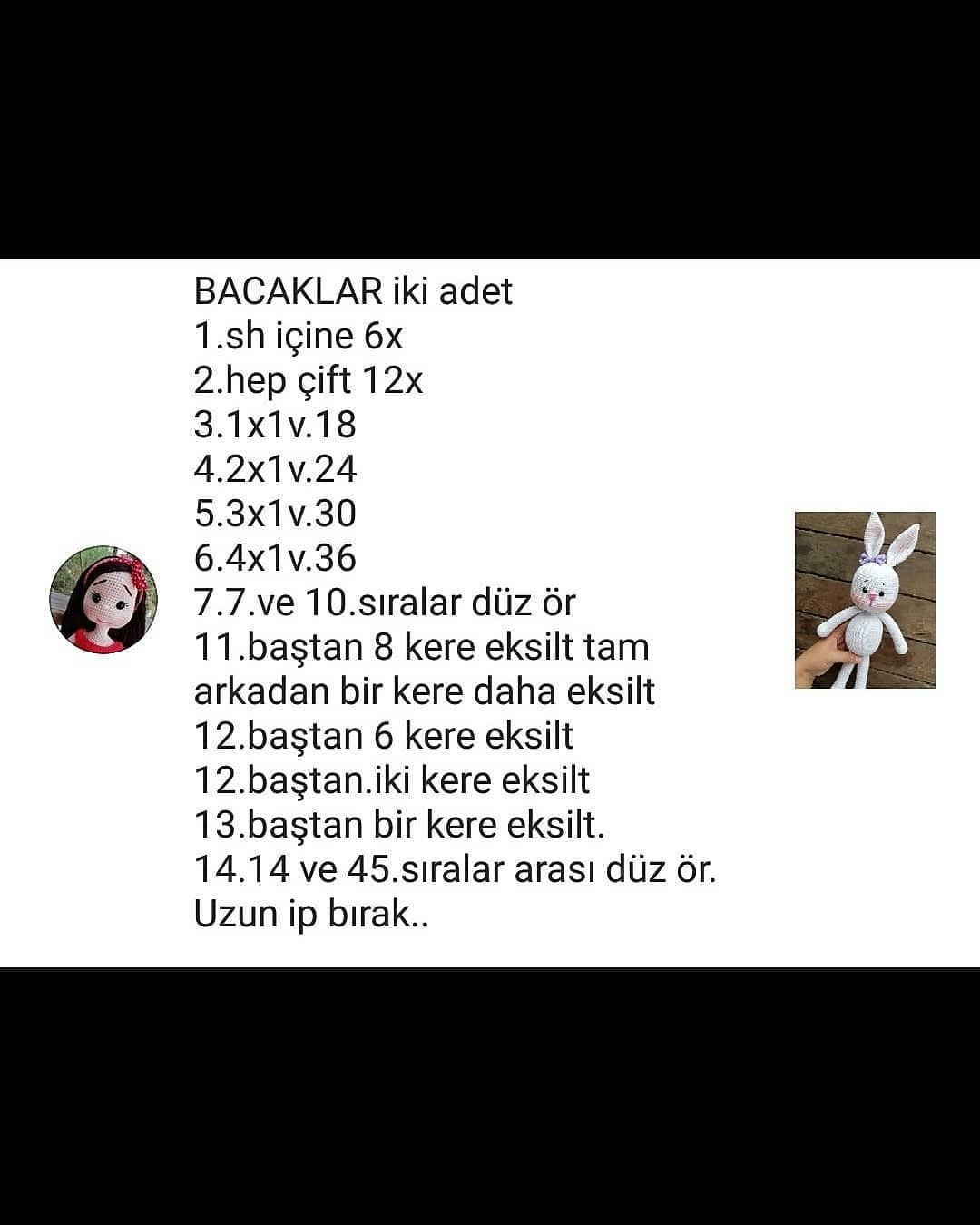 Tığ İşi Tavşan Şeması Merhaba Turkish