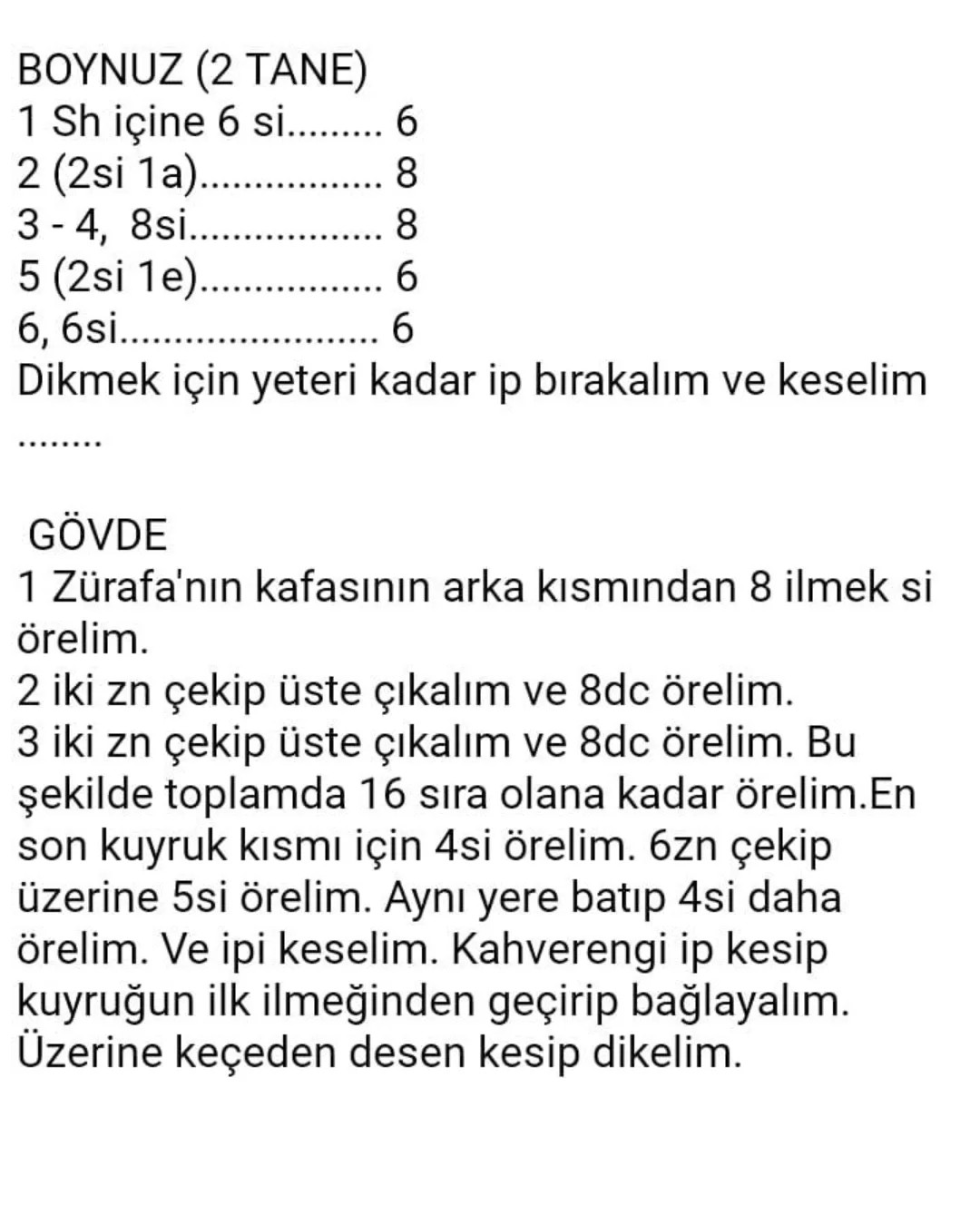 Tığ İşi Zürafa Kitap Ayracı Tarifi