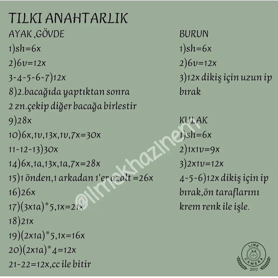 TILKİ ANAHTARLIK AMIGURUMI TARİFİ Tarif
