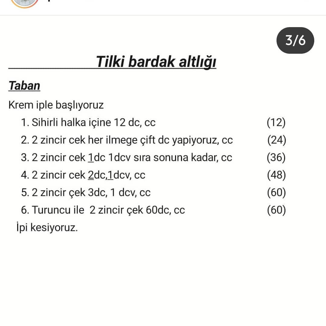 Tilki Bardak Altlığı: Ücretsiz Tığ İşi Şeması
