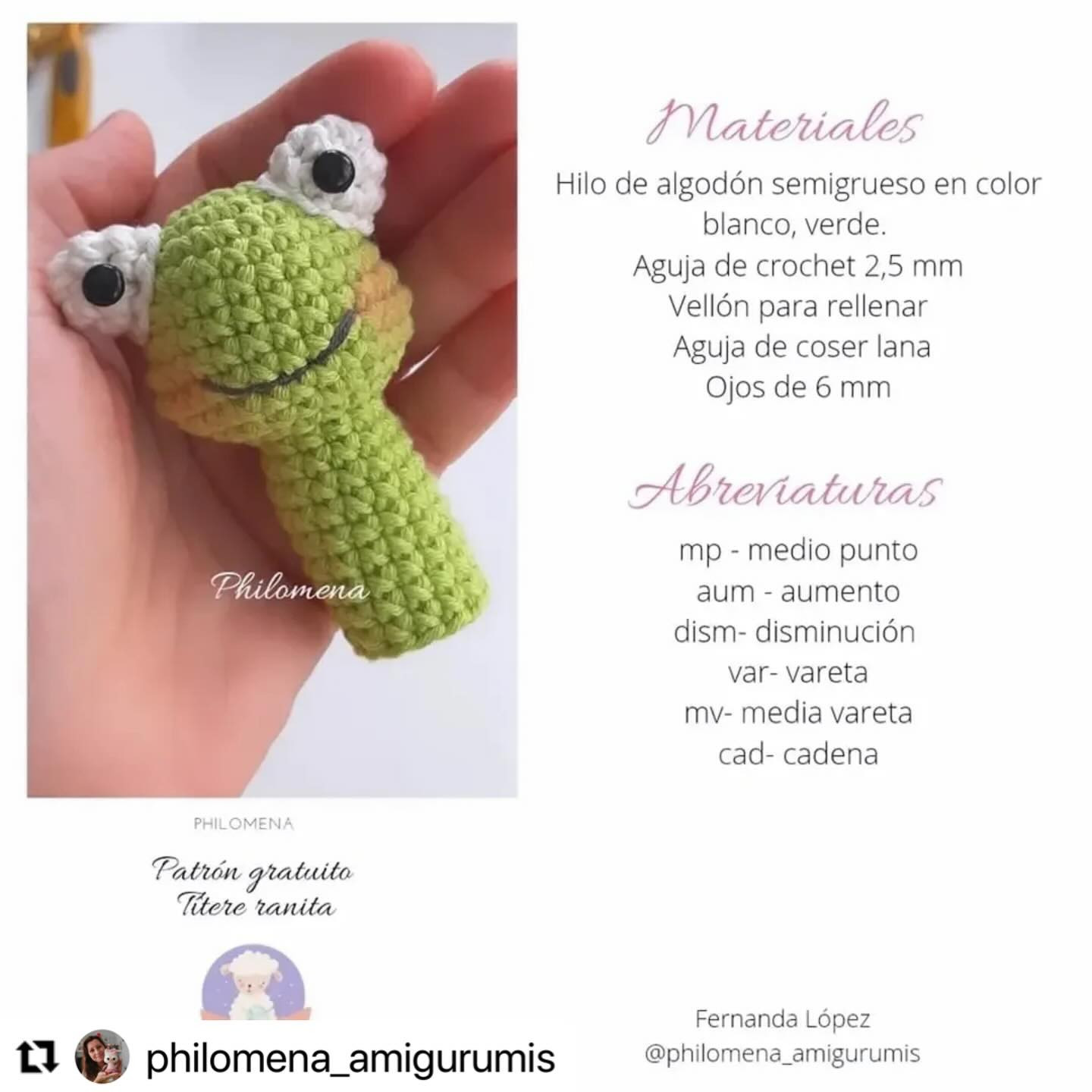 Titere ranita: patrón gratis