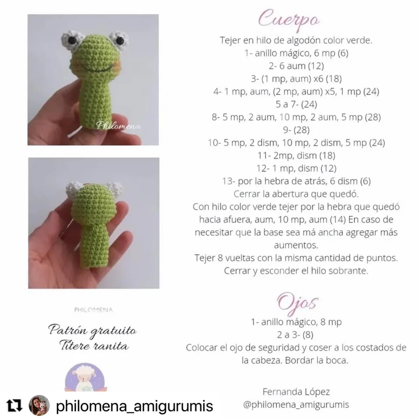 Titere ranita: patrón gratis