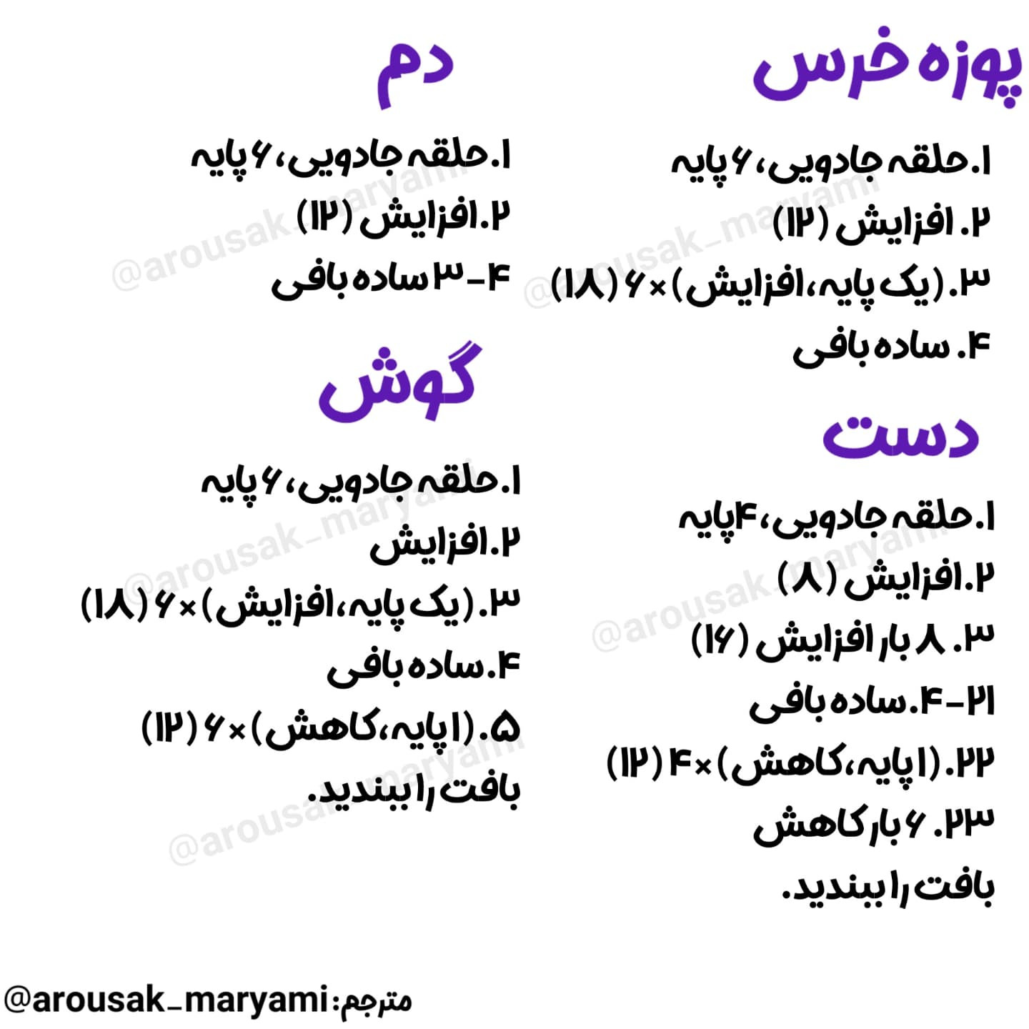 طرح بافت عروسک خرس و پاندا